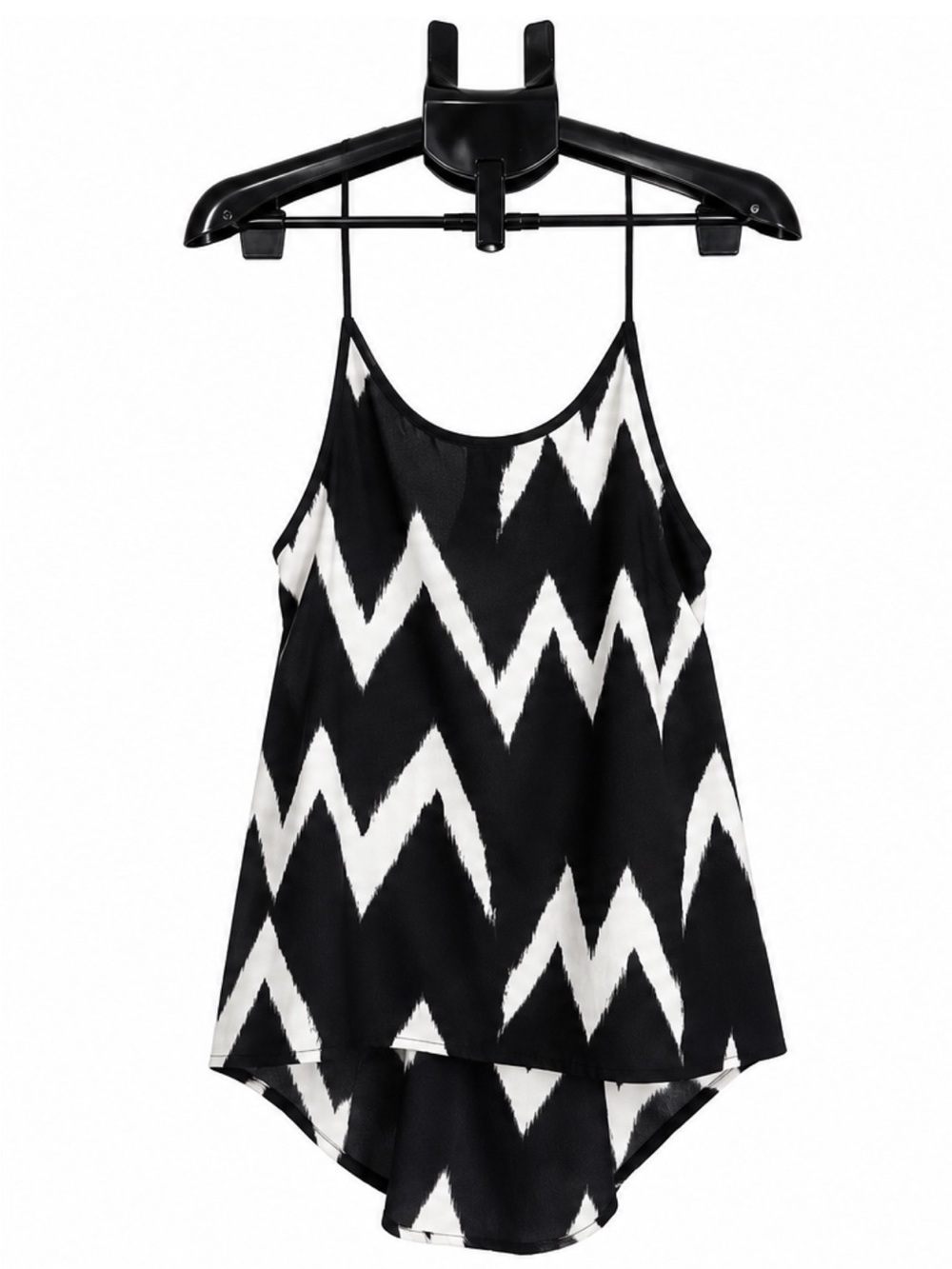 H&M Black and White Zigzag Spaghetti-Strap Cami